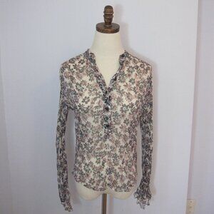 Rag & Bone Floral Print Sheer Long Sleeve Blouse. Size XS.